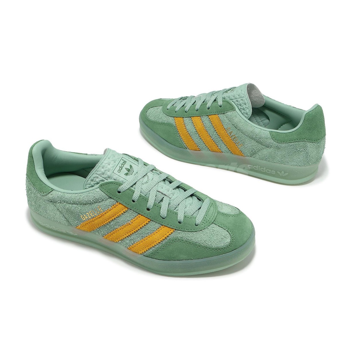 adidas GAZELLE INDOOR GREE/FTWR/HAZY 国内発送 adidas Originals Gazelle Indoor W Hazy Green Crew Yellow
