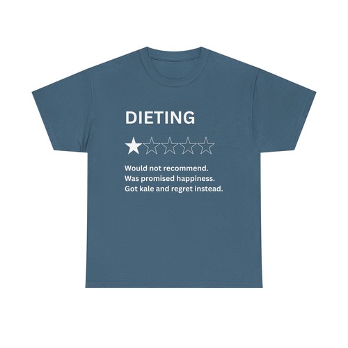 Funny 1 Star Review Unisex Tee Shirt Dieting Kale Regret  T-Shirt Apparel Humor - Picture 78 of 137