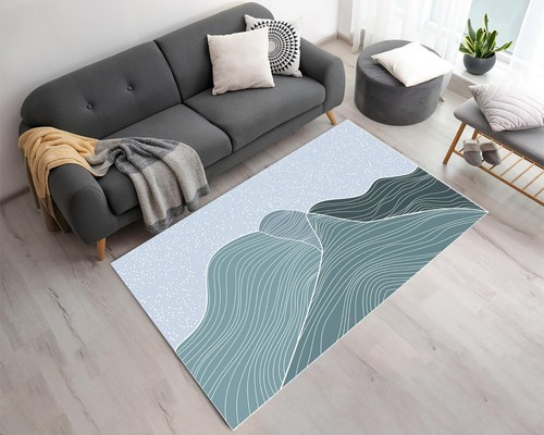 Modern Abstract Rug, Minimalist Area Carpet, Wavy Line Design, Aesthetic Floor - Picture 2 of 10