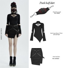 PUNK RAVE Bandage High Waisted Mini Skirt Black Steampunk Women's Short Skirts