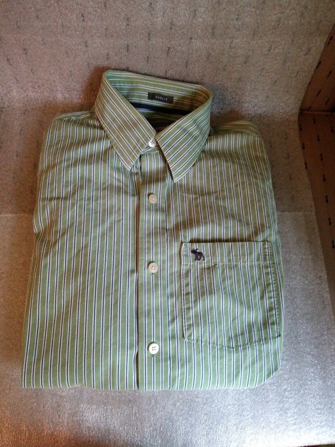 Abercrombie Men's Muscle Fit L/S Button Down Green Striped Dress Shirt - Medium | eBay