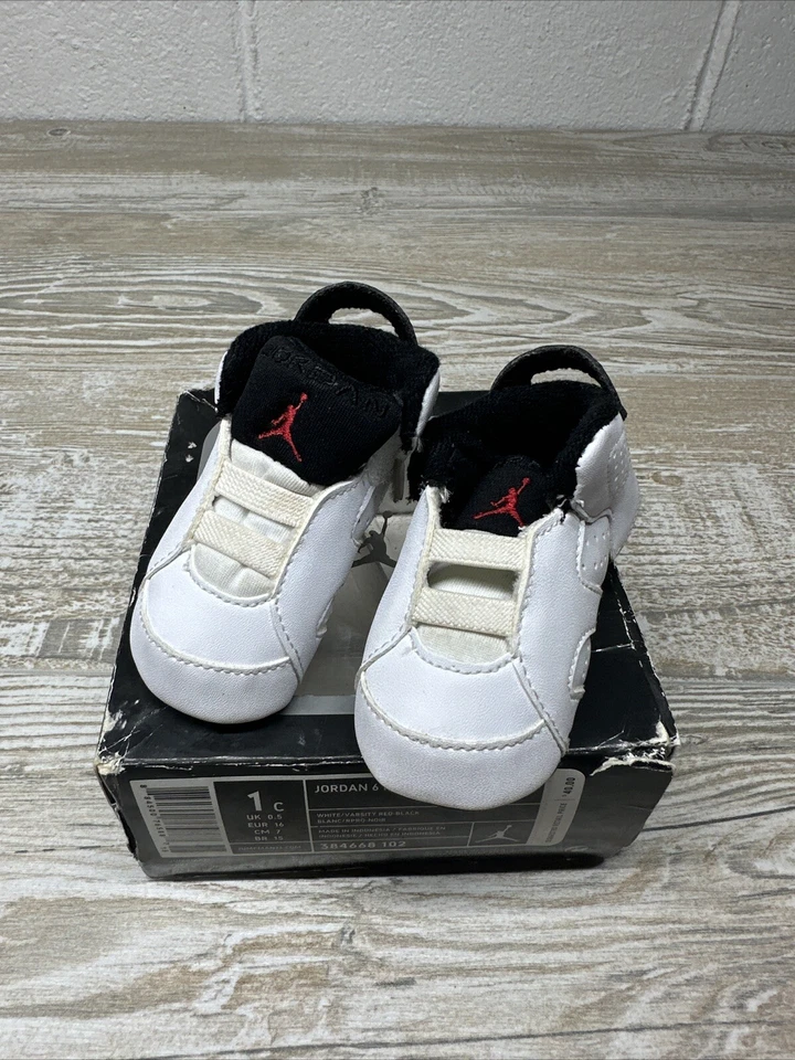ZAPATILLAS INFANTILES AIR JORDAN 6 VI RETRO (CB) Blanco/ROJO UNIVERSITARIO 384668-102 TALLA 1C Foto 2 de 4