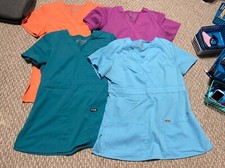 Womens Greys Anatomy Scrub Tops X4 Small, Style 4153 Purple Orange Green Blue