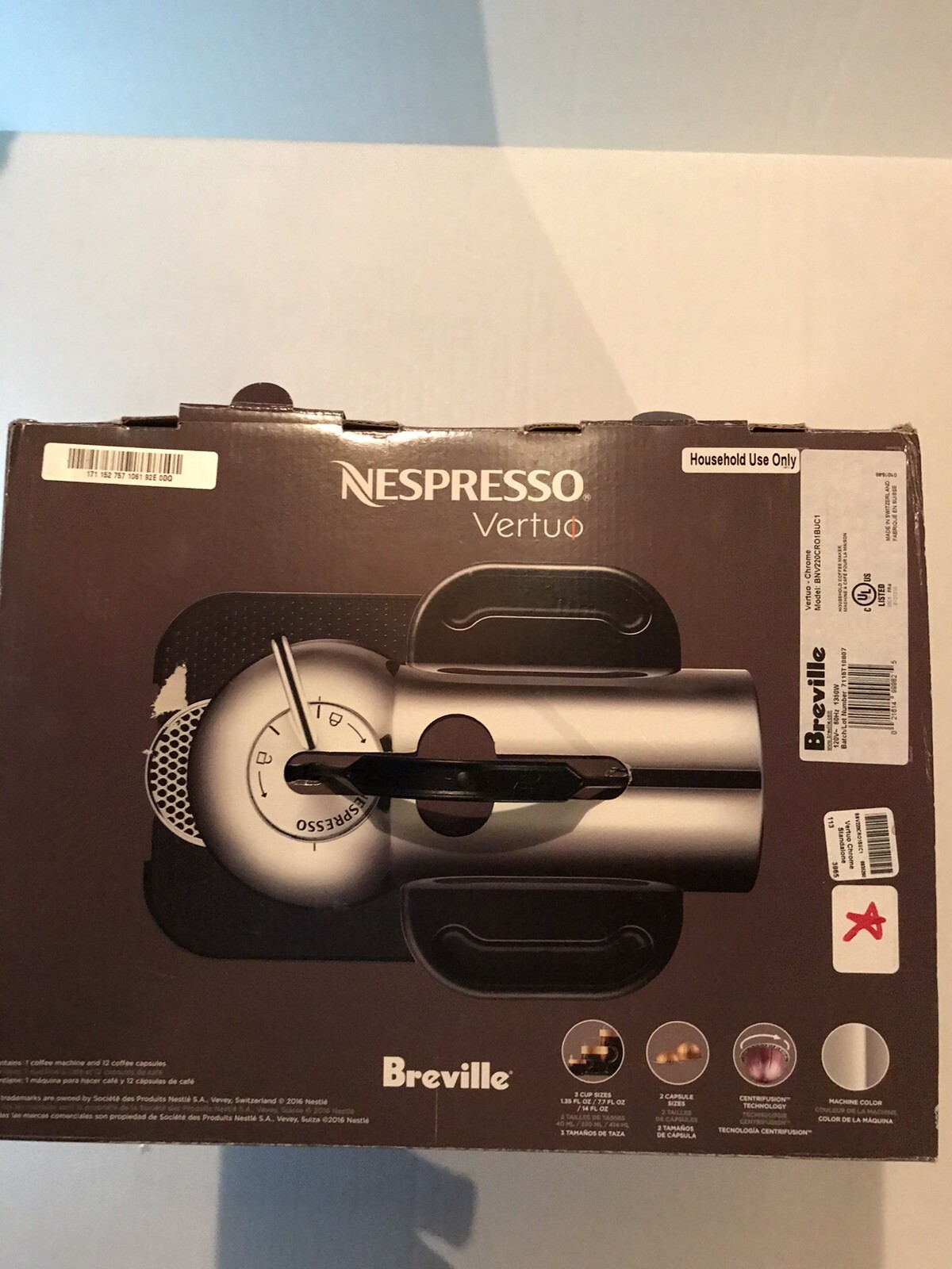 Nespresso Vertuo Coffee Espresso Maker Breville BNV220CRO1BUC1 CHROME