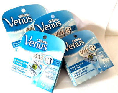 4 Box Gillette Venus Razor 3 Blades Lames Refills, 16 Cartridges