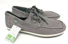 SANUK CASA BARCO SIDEWALK SURFER LACE-UP BOAT MENS SHOES Charcoal Grey SMF10512