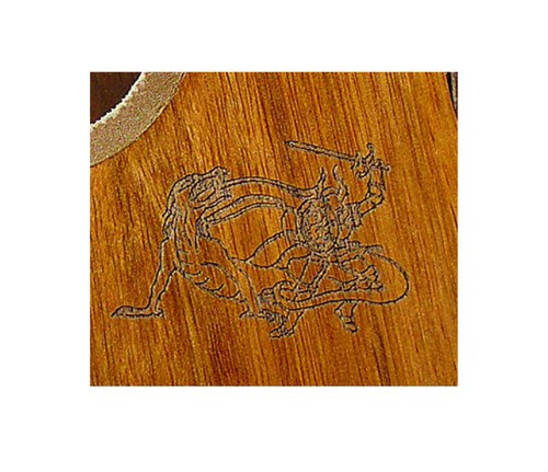 Hand made Ukulele mahogany wood stand, knight kill dragon laser pattern ASS13 - Picture 2 of 3