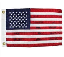 Multi-Signed Miracle on Ice USA Flag with 11 Signatures Including Mike Eruzione