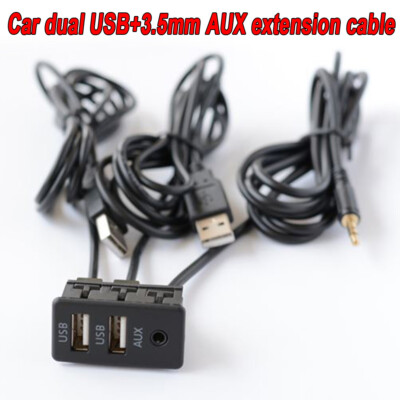 AUX Dual USB Verl?ngerung Adapter Kabel Stecker Auto Einbaubuchse Ersatzteile