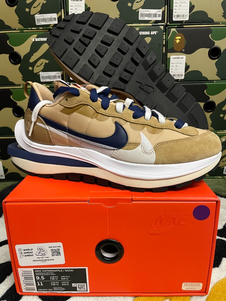 Nike Vaporwaffle Sacai Sesame Blue Void Shoe DD1875 200 USED Nike Vaporwaffle Sacai Sesame Blue Void Shoe DD1875 200 USED