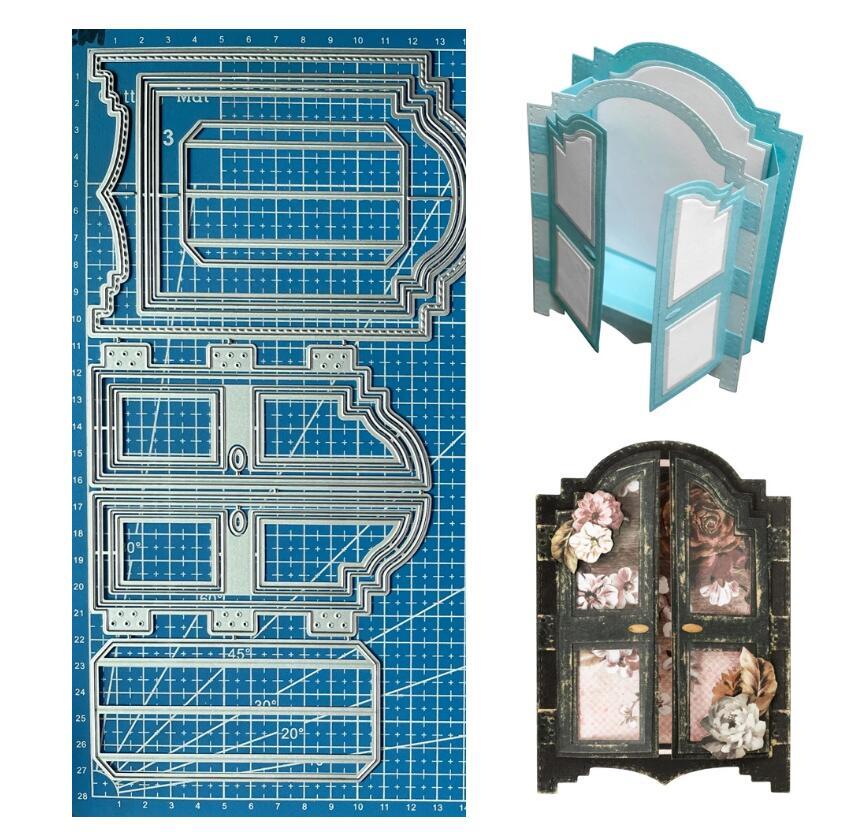 Metal Cutting Dies 3D Closet Card Shape DIY Scrapbooking Card Embossing Stencils
