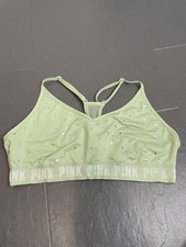 Pink Active Victorias Secret Womens Light Green Sports Bra Racerback Size XL