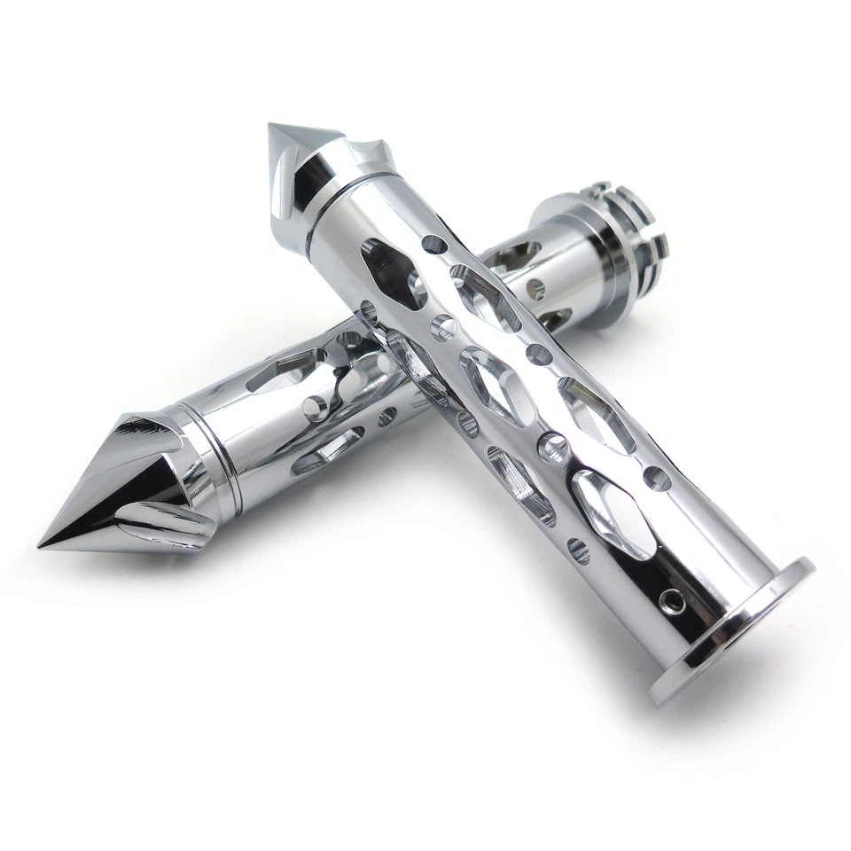 Empuñaduras de extremos de barra de clavos cromadas hechas por CNC de 7/8" 22 mm para Kawasaki Ninja 250 500 ZX6 ZX Foto 3 de 4