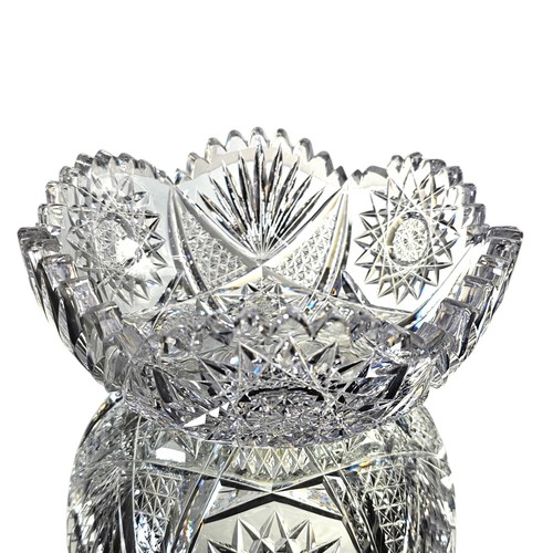 ABP American Brilliant Cut Glass Bowl Hob Stars Fans Sawtooth Scalloped 8" - Picture 2 of 14