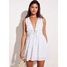 Faithfull the Brand Korita Cairo Floral Print Blue Cotton Mini Dress Size 8