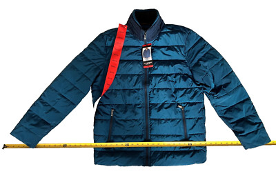 Weatherproof Ultra Luxe Mens Size M Medium Blue Puffer Coat Zip Jacket