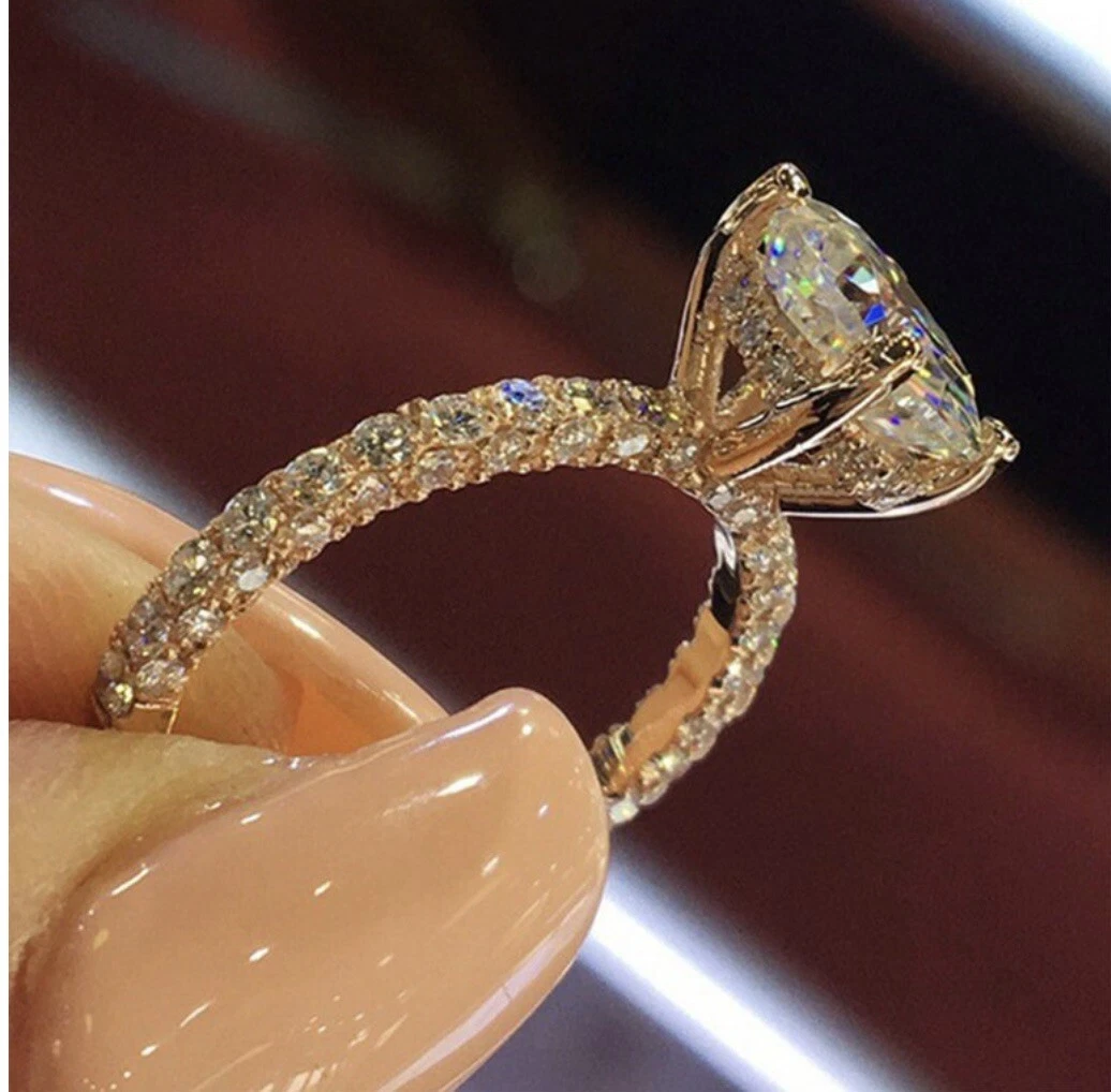 New Flash Artificial Diamond Oval Princess Ring Size 7 eBay