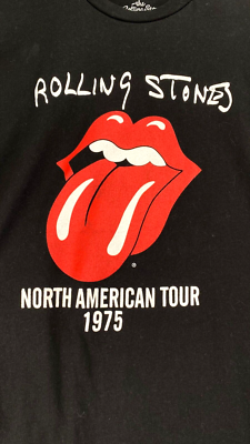 The Rolling Stones North American Tour 1975 Black Short Sleeve T