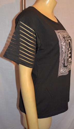 NEW NWT Darceil Women's Black Short Sleeve Dope Print T Shirt size S - Picture 3 of 10