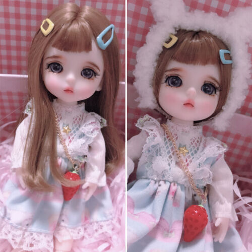 Handgefertigte 16 cm Puppe 1/8 BJD Puppe mit Komplettset Outfit Perücken Schuhe Puppe Sammlung - Bild 3 von 8
