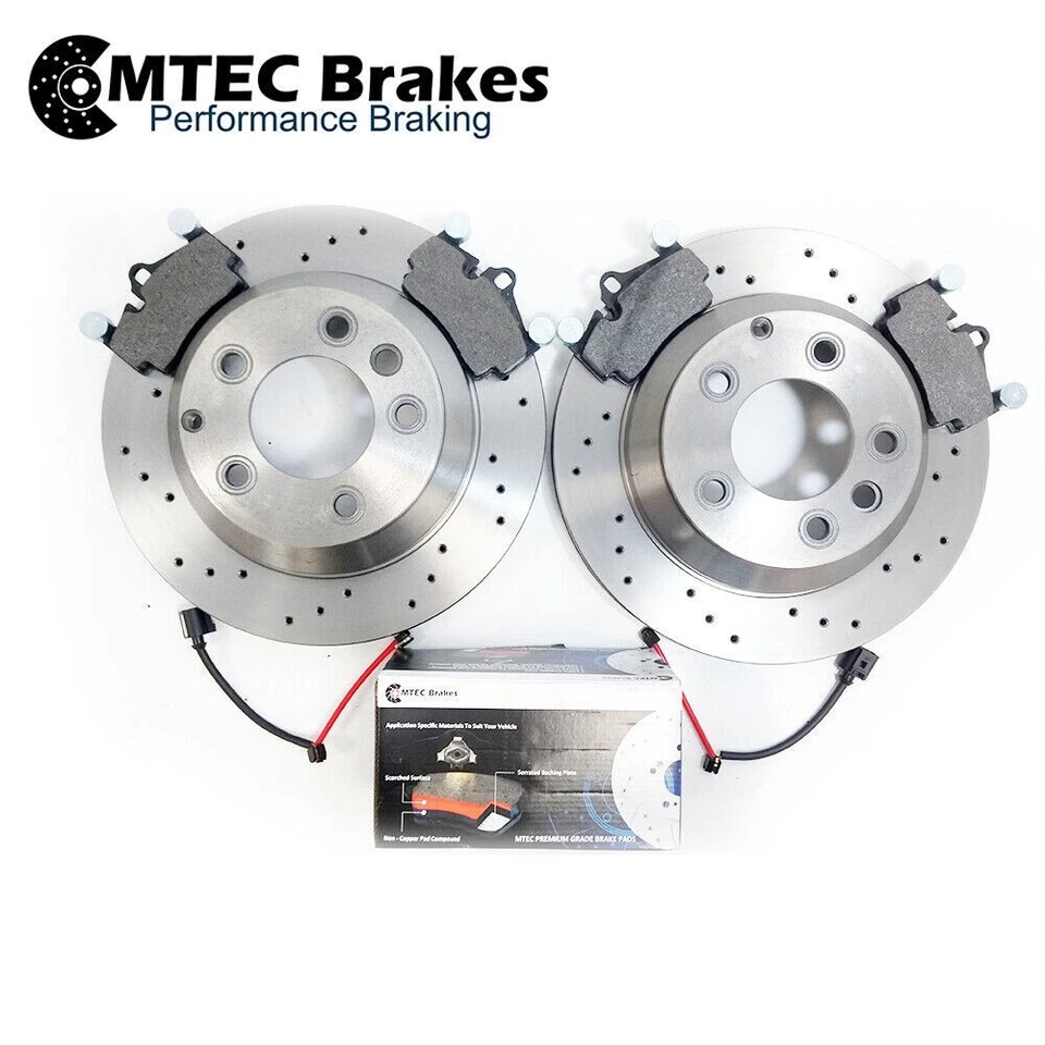 PARA AUDI Q7 VW TOUAREG PORSCHE CAYENNE DISCOS DE FRENO DELANTEROS TRASEROS PERFORADOS PASTILLAS CABLES - Imagen 3 de 4