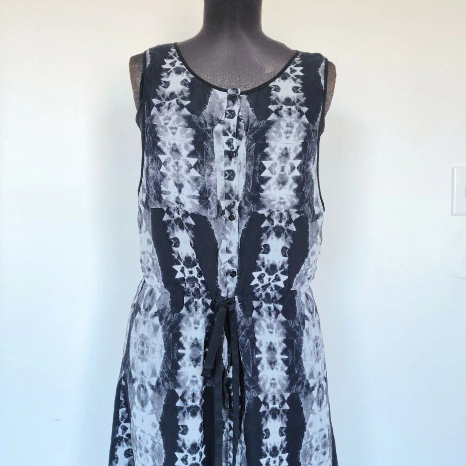 Vestido Kenneth Cole forrado transparente sin mangas corbata XS Foto 2 de 4