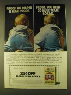 1980 20 Mule Team Borax Ad - No Diaper Leak Proof