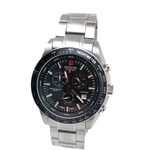 Swiss Military Hanowa S-Steel Black Dial Chrono Quartz Mens Watch 06-5225.04.007 - Picture 4 of 4
