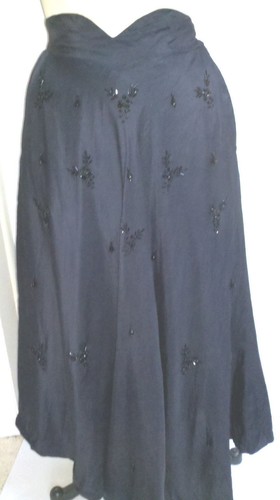 Falda Larga Azul Verdadero Vintage Cintura Alta Circular Cuentas Lentebrilla Talla Pequeña Vacaciones - Imagen 4 de 9