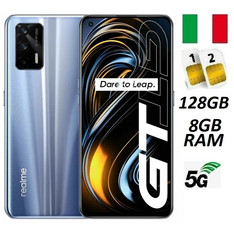 REALME GT 5G DUAL SIM 128GB 8GB RAM SILVER GARANZIA ITALIA NO BRAND