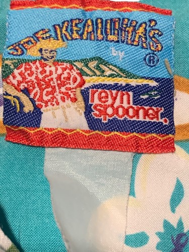 Joe Kealoha by Reyn Spooner Men's VINTAGE Turquoise Ford Woody Wagon Shirt Large - Picture 4 of 7