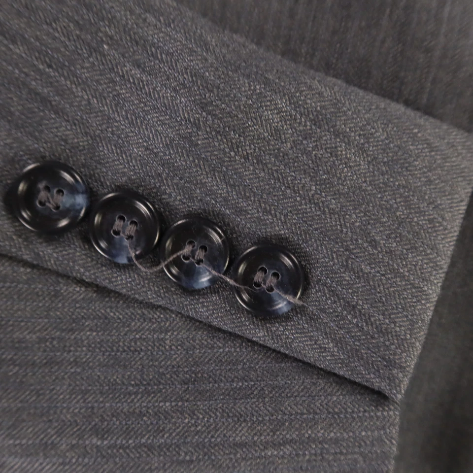 Traje Jones New York L Gris Espiga Auto Rayas 100% Lana Worsted 44R 39x27 Foto 4 de 4