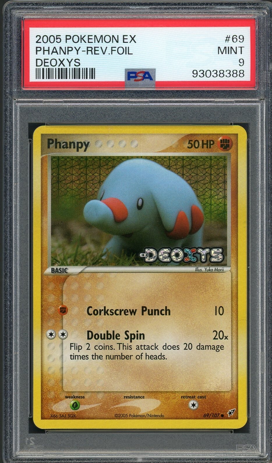 PSA 9 Phanpy EX Deoxys 69/107 Reverse Holo Pokemon Card B14