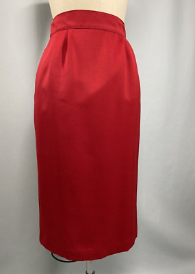 Vintage Skirt SIZE 4 SMALL red pencil CITY GIRL BY NANCY BOLEN 80s 90s midi