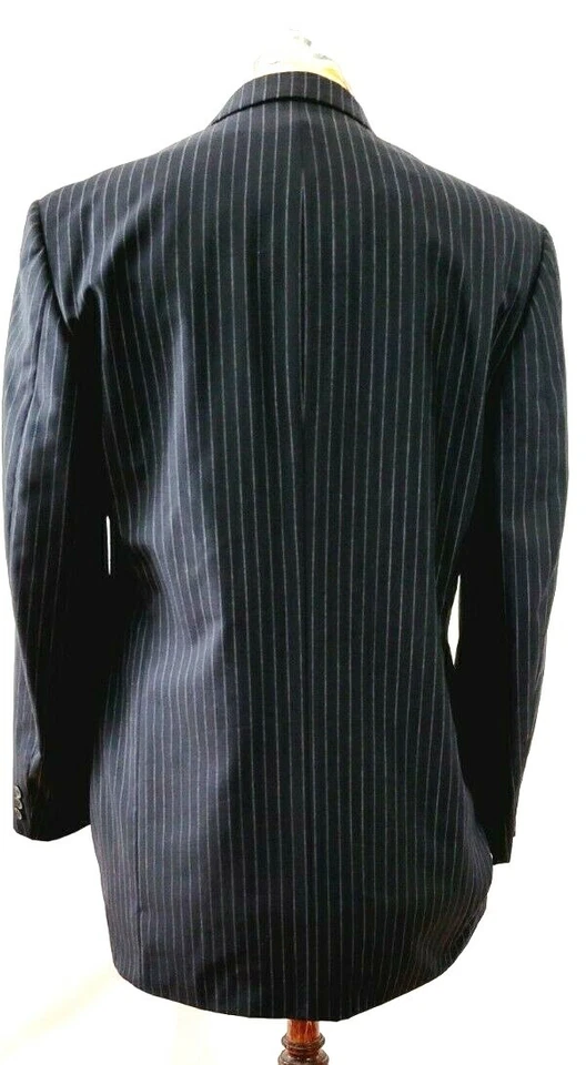 Terno listrado Di Milano masculino Y2K moderno preto 42L calça perna larga 36"x 29" - Imagem 4 de 4