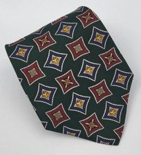 Vtg Tommy Hilfiger Silk Tie Green Red Blue Gold Geometric Necktie USA 56 x 4