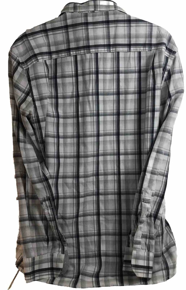 Camisa Hombre XL Manga Larga Blanca Con Negro Y Gris Marca Axista A Cuadros Foto 3 de 4