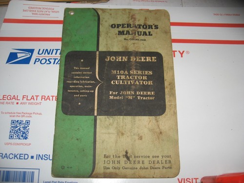 ORIGINAL JOHN DEERE MANUAL M10A CULTIVATOR FOR JOHN DEERE "M" TRACTOR - Picture 2 of 6