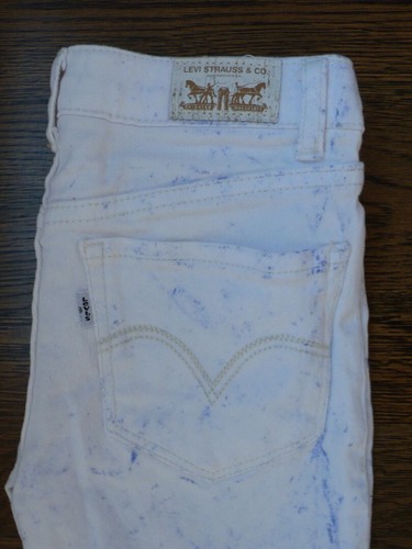LEVIS Girls White Blue Speckled Cropped Denim Legging Cotton Stretch Jean Sz 8 - Picture 2 of 7