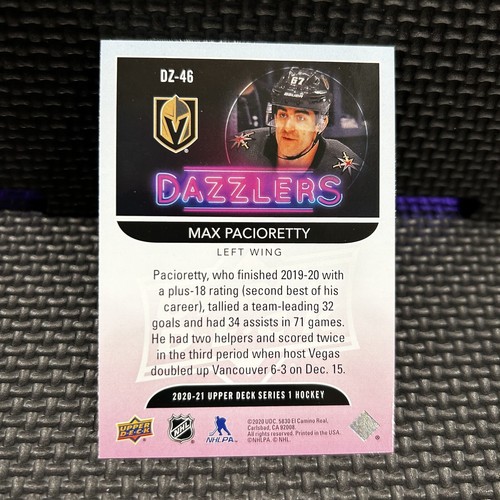 2020-21 Upper Deck Series 1 Dazzlers Green MAX PACIORETTY #DZ-46 - Picture 2 of 2