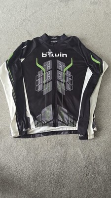 Btwin schwarz/weiß Radfahren Softshell volle Ärmel Taschen Herren UK Größe X-Large