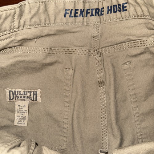 Duluth Trading Co Flex Fire Hose Men’s 36x32 Canvas Work Hunt Farm Khaki Green - Picture 4 of 7