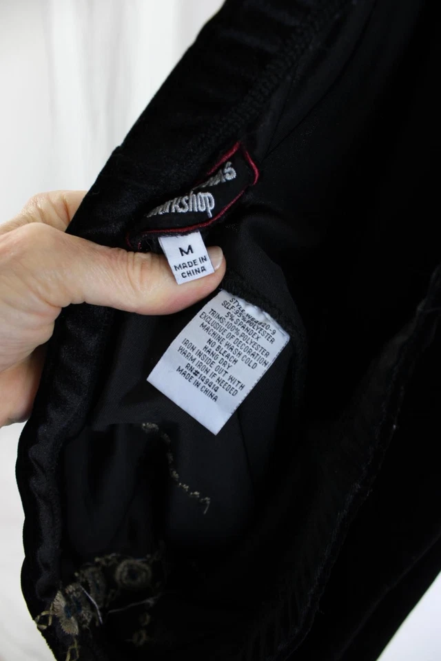 Johnny Was女式黑色金色多刺绣天鹅绒打底裤中号 — 第 4/4 张图片