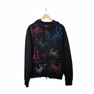 Fendi x Noel Fielding Logo Embroidered Zip Hoodie, Black, Size L