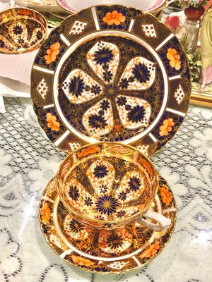 Royal Crown Derby Old Imari Pattern Tea Trio