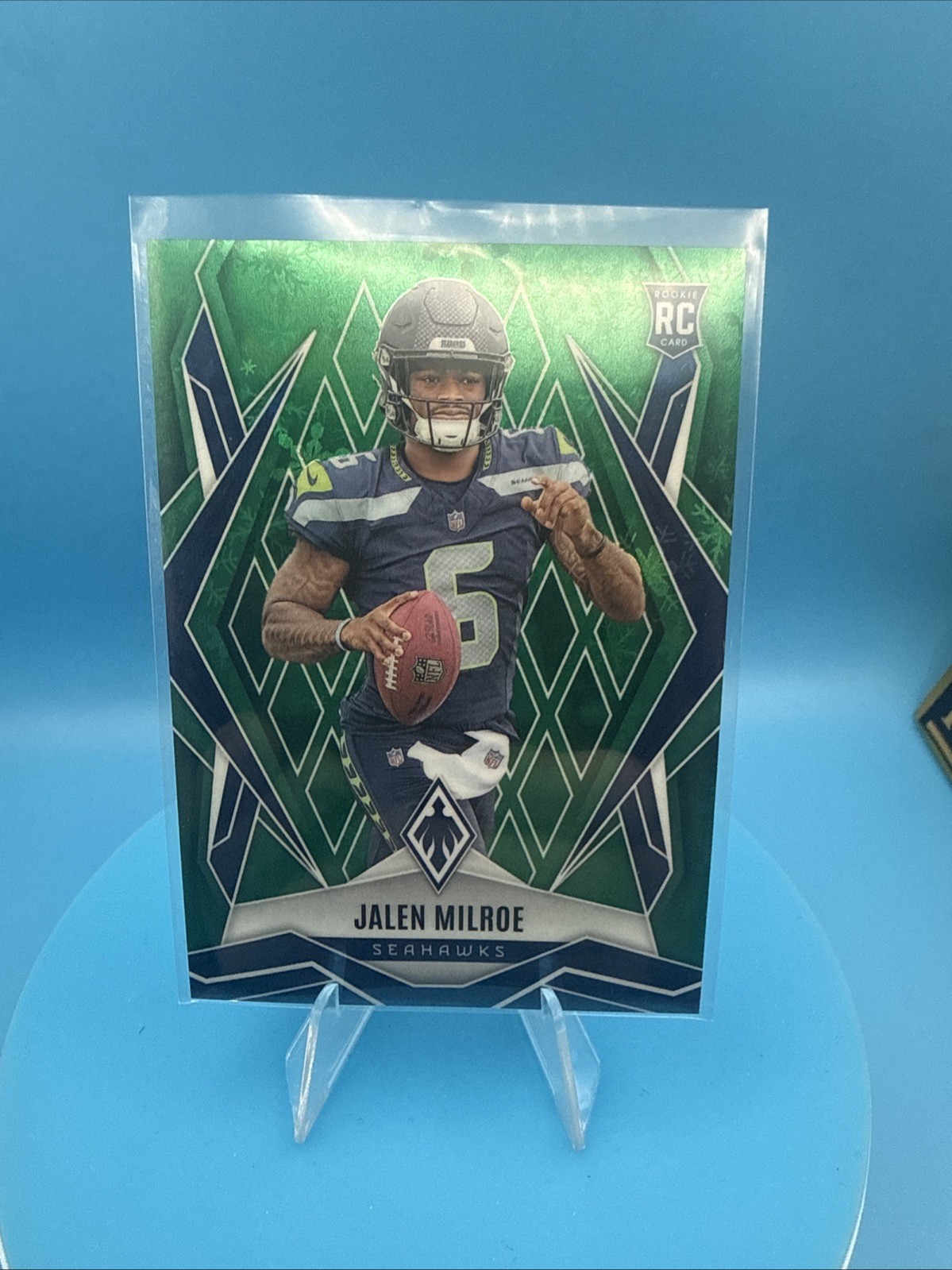 2025 Panini Phoenix Holiday Winter Jalen Milroe #151 Green /149 Seahawks