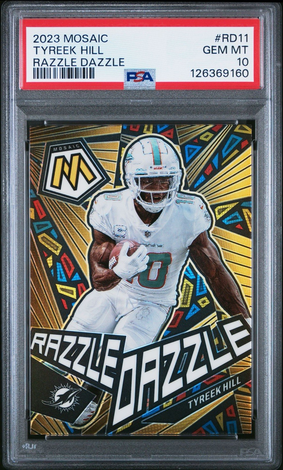 2023 PANINI Mosaic Tyreek Hill Razzle Dazzle Miami Dolphins PSA 10 view 1