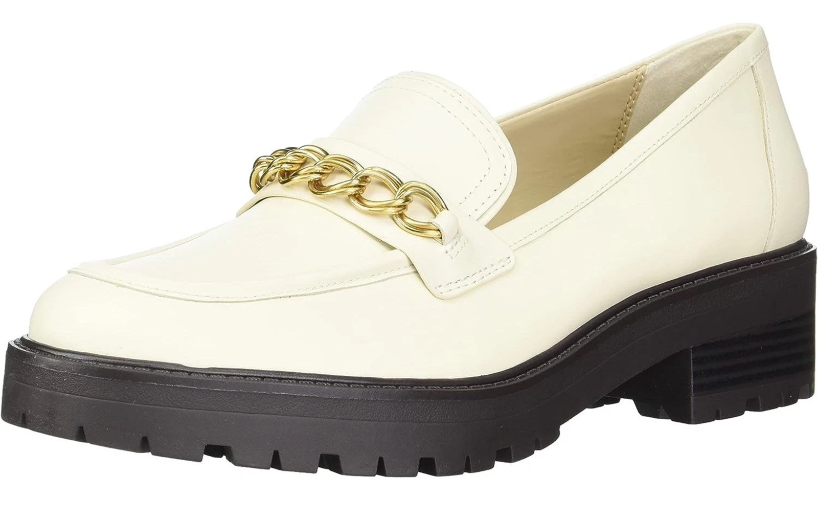 SAOLA Mocassino Sam Edelman Taelor suola a strappo dettagli catena oro grosso avorio 6 5