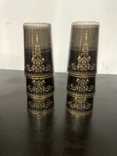 Vtg MCM Highball Goldgilt Moroccan Tea/Water Glasses 16 Oz Bohemian 2.5"X3.9"