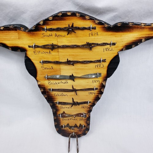 Antique Barbed Wire Display Authentic Barbwire Collection Long Horn Skull - Picture 2 of 9